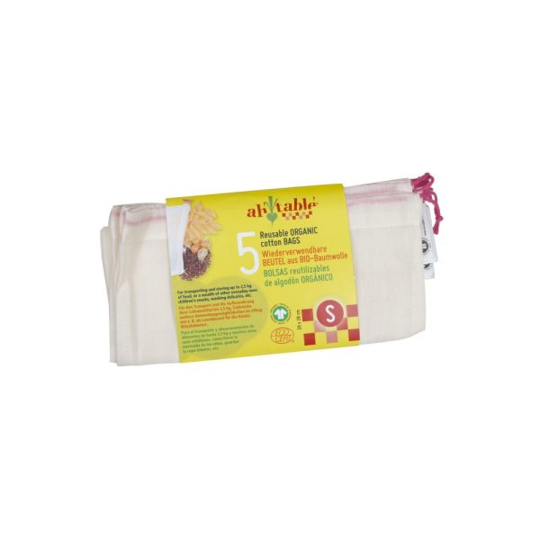 Bolsas de Algodón Orgánico Reutilizables Pequeñas 5 ud, Ah! Table