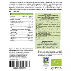 Semillas de cáñamo peladas eco 250gr, SaludViva