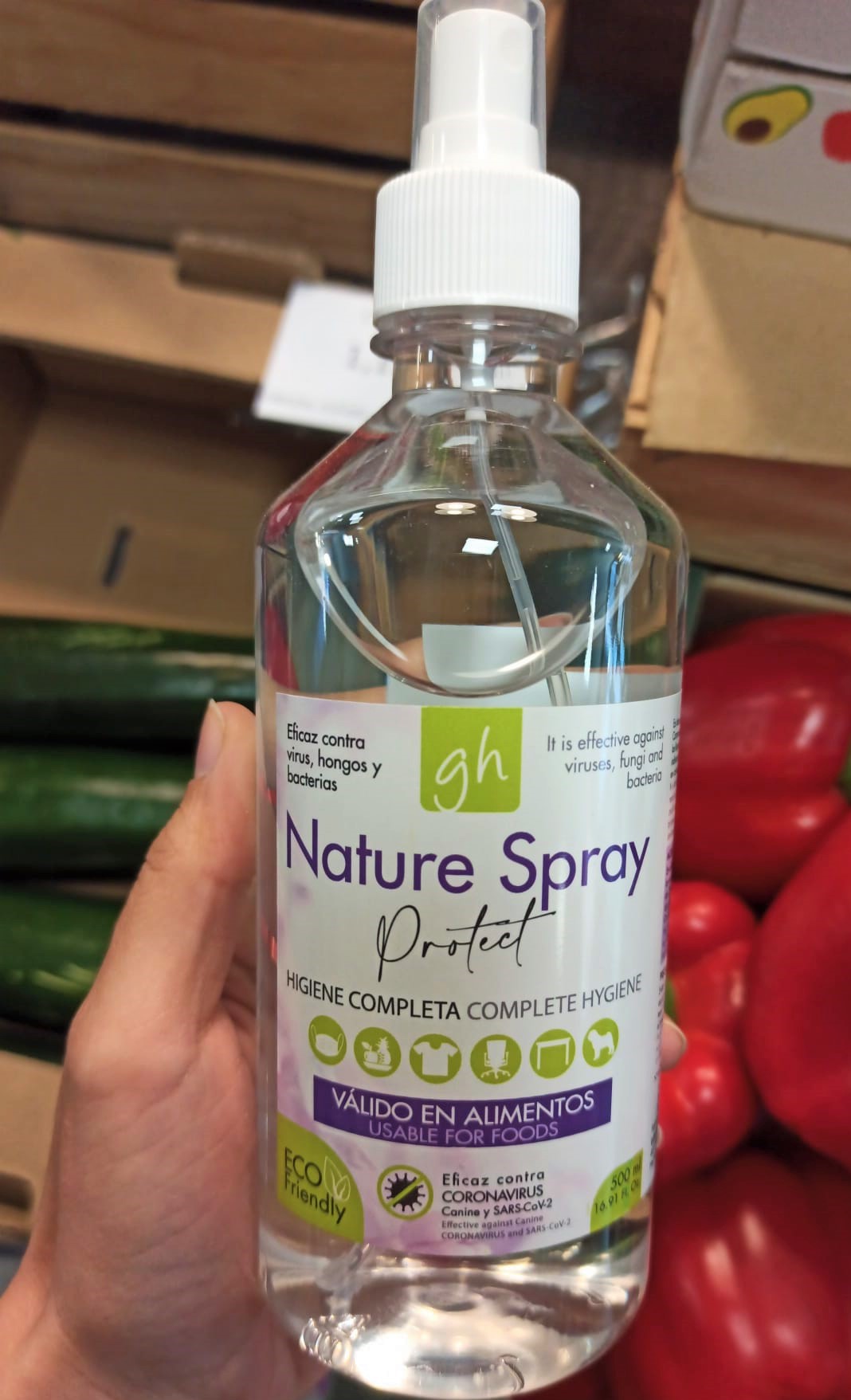 Desinfectante natural en spray, 500 ml -Alimentos, textiles y otros - Yebio