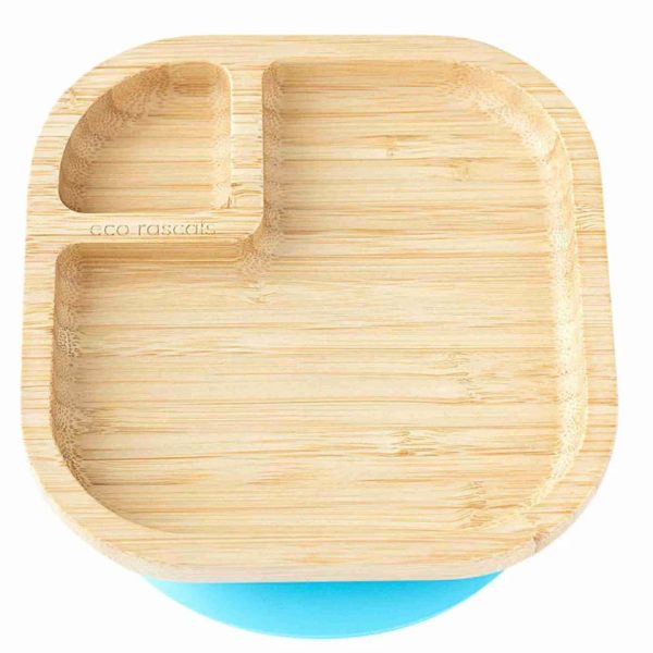 Plato Cuadrado con Ventosa Azul, Eco Rascals