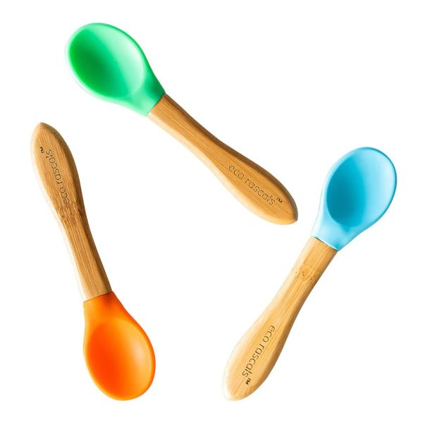 Pack de 3 Cucharas de Bambú con punta de silicona, Eco Rascals