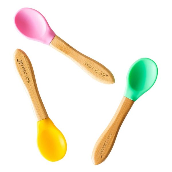 Pack de 3 Cucharas de Bambú con punta de silicona, Eco Rascals