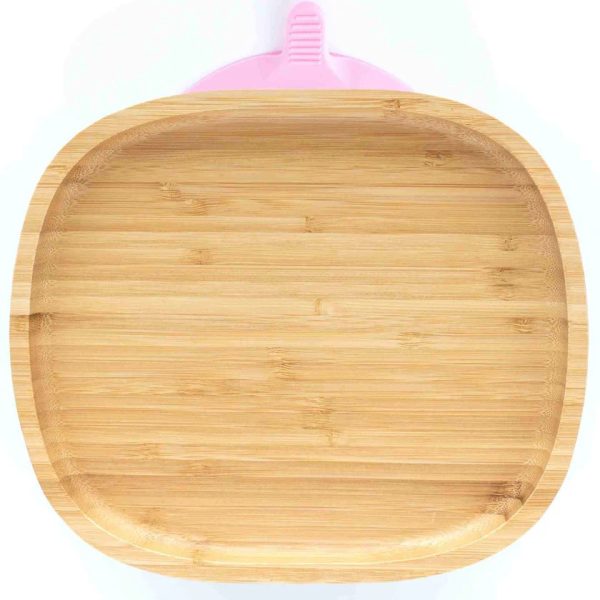 Plato de Bambú Toddler sin secciones Rosa con ventosa, Eco Rascals