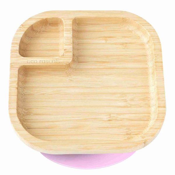 Plato Cuadrado con Ventosa Rosa, Eco Rascals