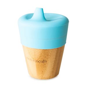 Vaso de Bambú Azul 190 ml con tapa, Eco Rascals