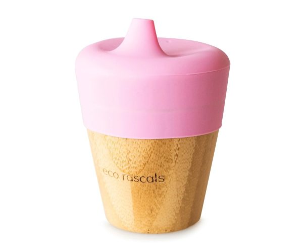 Vaso de Bambú Rosa 190 ml con tapa, Eco Rascals